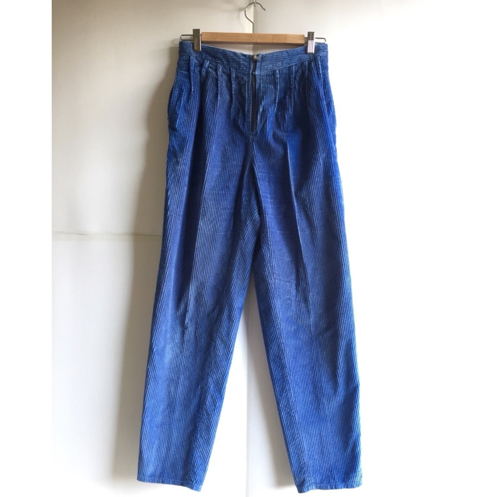 Rare Vintage High-waisted Corduroy Pants, Indigo Pants, Blue Corduroy